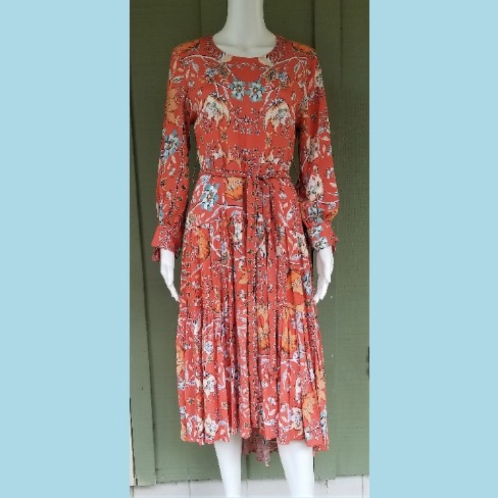 New JAASE Coral Floral Hi Low Hem Dress S - Picture 1 of 5